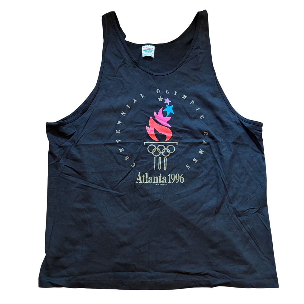 Hanes Atlanta 1996 Centennial Olympic Games Tank Top XXL Black Vintage 90s USA